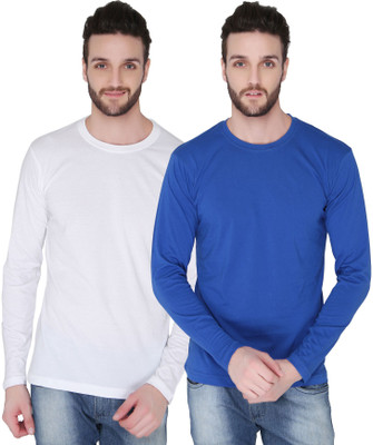 

Joke Tees Solid Men's Round Neck White, Blue T-Shirt(Pack of 2, White royalblue
