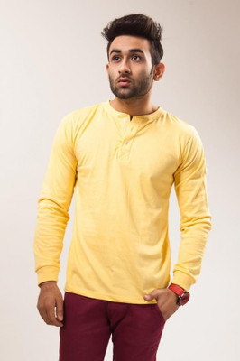 

Unisopent Designs Solid Men' Henley Yellow T-Shirt
