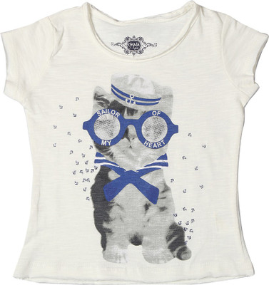 

Chalk by Pantaloons Girls Printed T Shirt(White, Off white
