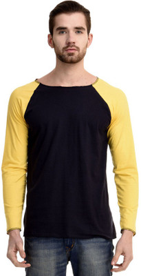 

Mi Moda Solid Men's Round Neck Dark Blue, Yellow T-Shirt, Navy blue