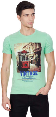 

Cloak & Decker Printed Men's Round Neck Light Green T-Shirt, Sea green