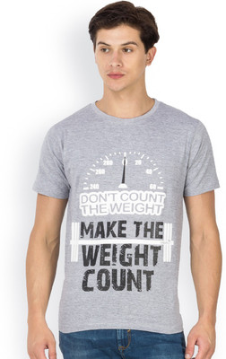 

Kingaroo Printed Men' Round Neck Grey T-Shirt, Grey milange