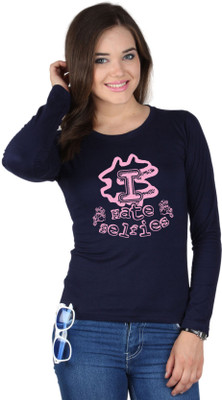 

SayItLoud Printed Women's Round Neck Blue T-Shirt, Navy blue