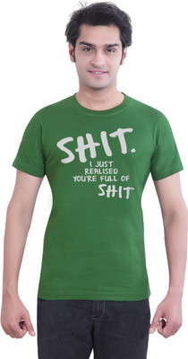

Tantra Graphic Print Men's Round Neck Green T-Shirt, Olive green
