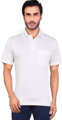 

Valeta Printed, Solid Men's Polo Neck White T-Shirt, Brilliant white