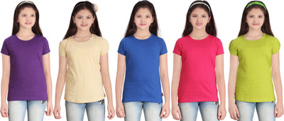 

FabTag - Sini Mini Girls Solid T Shirt(Multicolor