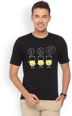 

Campus Sutra Printed Men Round Neck Black T-Shirt