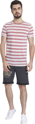 

Jack & Jones Striped Men' Round Neck White, Maroon T-Shirt, Rosewood