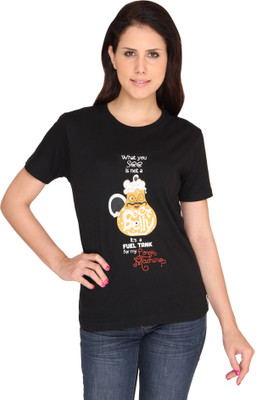 

Idiot Theory Graphic Print Women' Round Neck Black T-Shirt