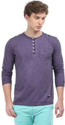 59% OFF on Breakbounce Solid Men's Henley Purple T-Shirt