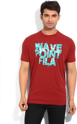 

Fila Printed Men' Round Neck Maroon T-Shirt, Lgd rd