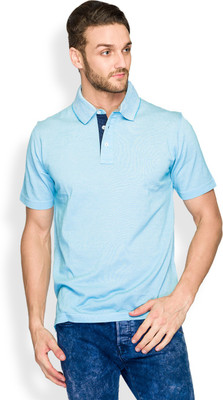 

ColorPlus Solid Men's Polo Neck Blue T-Shirt