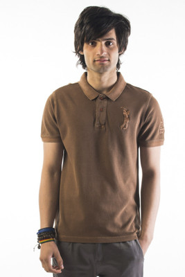 

Srota Solid Men's Polo Neck Brown T-Shirt