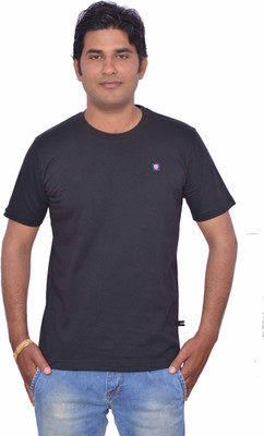 

Leaf Solid Men's Round Neck Black T-Shirt