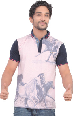 

Carbone Printed Men's Round Neck Pink T-Shirt