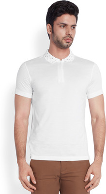 

Park Avenue Striped Men's Polo Neck White T-Shirt