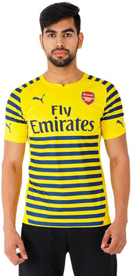 

Puma Striped Men's Round Neck Yellow T-Shirt, Estate blue-empire yellow