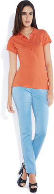 

Park Avenue Solid Women's Polo Neck Orange T-Shirt, Medium orange