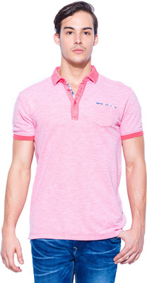 

Mufti Solid Men's Polo Neck Pink T-Shirt