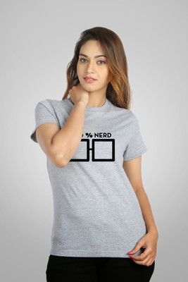 

Campus Sutra Printed Women's Round Neck Grey T-Shirt