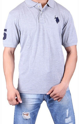 

Ganesh Creation Solid Men's Polo Neck Grey T-Shirt