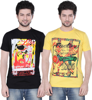 

Zebu Printed Men's Round Neck Multicolor T-Shirt(Pack of 2)
