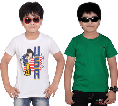 

Dongli Boys Solid T Shirt(White, Pack of 2)