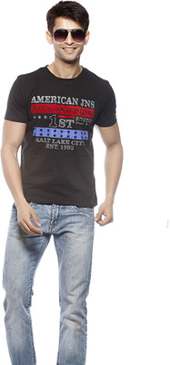 Gritstones Printed Men' T-Shirt, Black