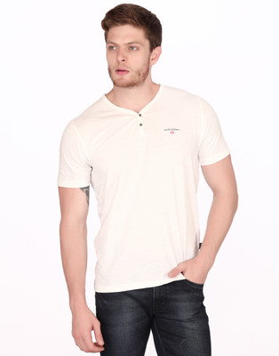 

Fritzberg Printed Men's Round Neck Linen White T-Shirt