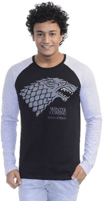 

Game of Thrones Printed Men's Round Neck Black T-Shirt, Black/grey melange