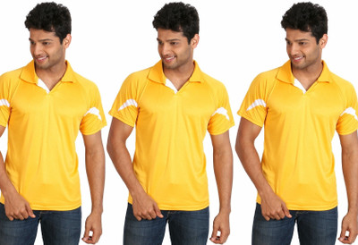 

Campus Sutra Solid Men Polo Neck Yellow T-Shirt(Pack of 3)