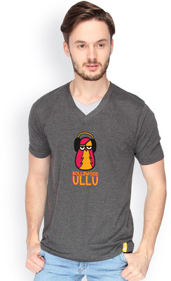 

Campus Sutra Solid Men V-neck Grey T-Shirt, Charcoal