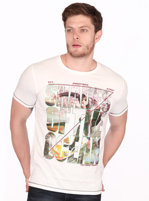 

Fritzberg Printed Men's Round Neck White T-Shirt