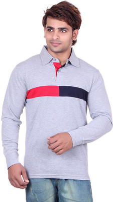 

Vivid Bharti Self Design Men's Polo Neck Grey T-Shirt