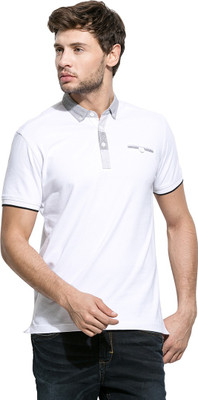 

Mufti Solid Men's Polo Neck White T-Shirt