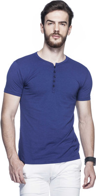 Tinted Solid Men's Henley Blue T-Shirt, Navy