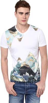 

Fritzberg Printed Men's Round Neck White T-Shirt