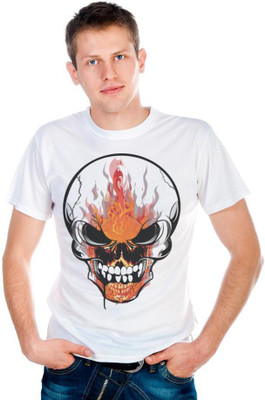 

6th Cross Graphic Print Men's Round Neck White T-Shirt