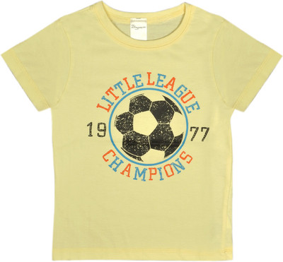 

HoneyPossum Boys Printed Cotton T Shirt(Beige, Pack of 1, Lemon yellow beige