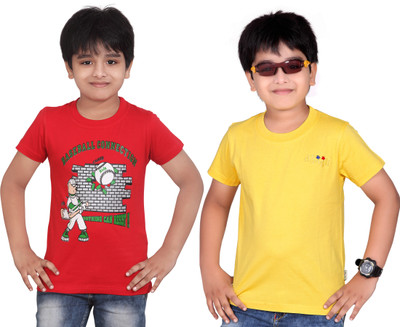 

Dongli Boys Solid T Shirt(Red, Pack of 2)