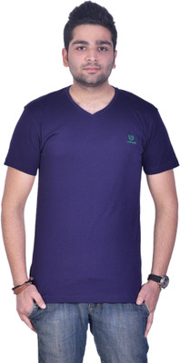 

Colors & Blends Solid Men's V-neck Purple T-Shirt