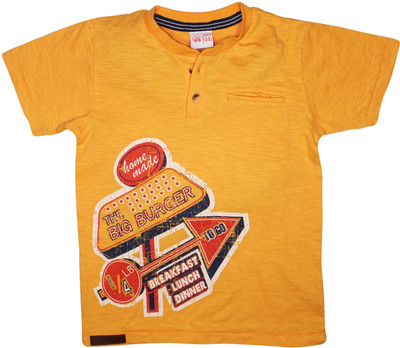 

FS Mini Klub Boys Printed Cotton T Shirt(Yellow, Pack of 1, Mustard