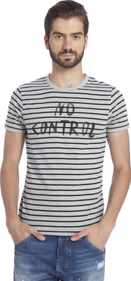 

Jack & Jones Striped Men's Round Neck Grey T-Shirt, Cool grey