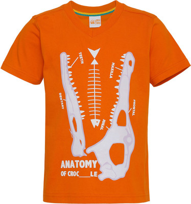 

FS Mini Klub Boys Printed T Shirt(Orange, Pack of 1
