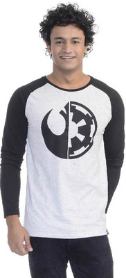 

Star Wars Printed Men's Round Neck White T-Shirt, Blac;offwhite neps