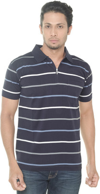 Gleneagles Striped Men Polo Neck Multicolor T-Shirt