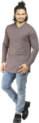

Oviyon Solid Men's V-neck Grey T-Shirt, Dark gull gray