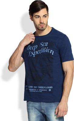 

Difference of Opinion Printed Men's Round Neck Blue T-Shirt