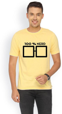 

Campus Sutra Printed Men Round Neck Yellow T-Shirt