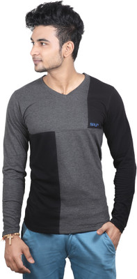 

Spur Solid Men' V-neck Multicolor T-Shirt, Black